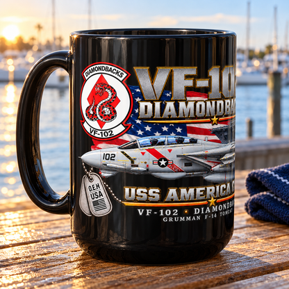 VF-102 Diamondbacks F-14 Tomcat Mug – USS America CV-66 | 15 oz Black | Free Shipping
