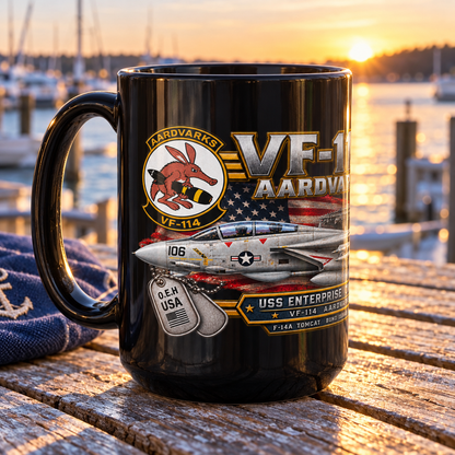 VF-114 Aardvarks F-14 Tomcat Mug – USS Enterprise CVN-65 | 15 oz Black | Free Shipping
