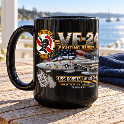 VF-24 Fighting Renegades F-14 Tomcat Mug – USS Constellation CV-64 | 15 oz Black | Free Shipping