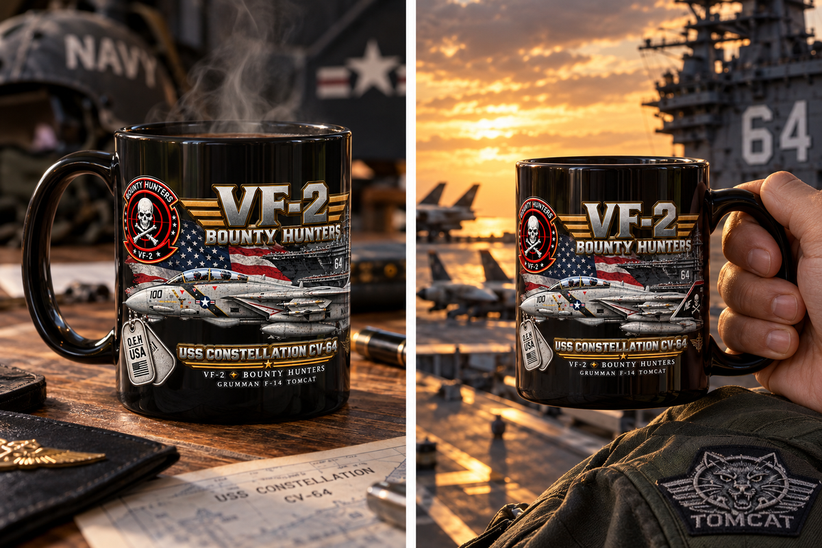 VF-2 Bounty Hunters F-14D Tomcat – USS Constellation CV-64 – 15 oz Black Coffee Mug