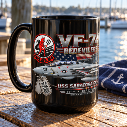 VF-74 Bedevilers F-14 Tomcat Mug – USS Saratoga CV-60 | 15 oz Black | Free Shipping