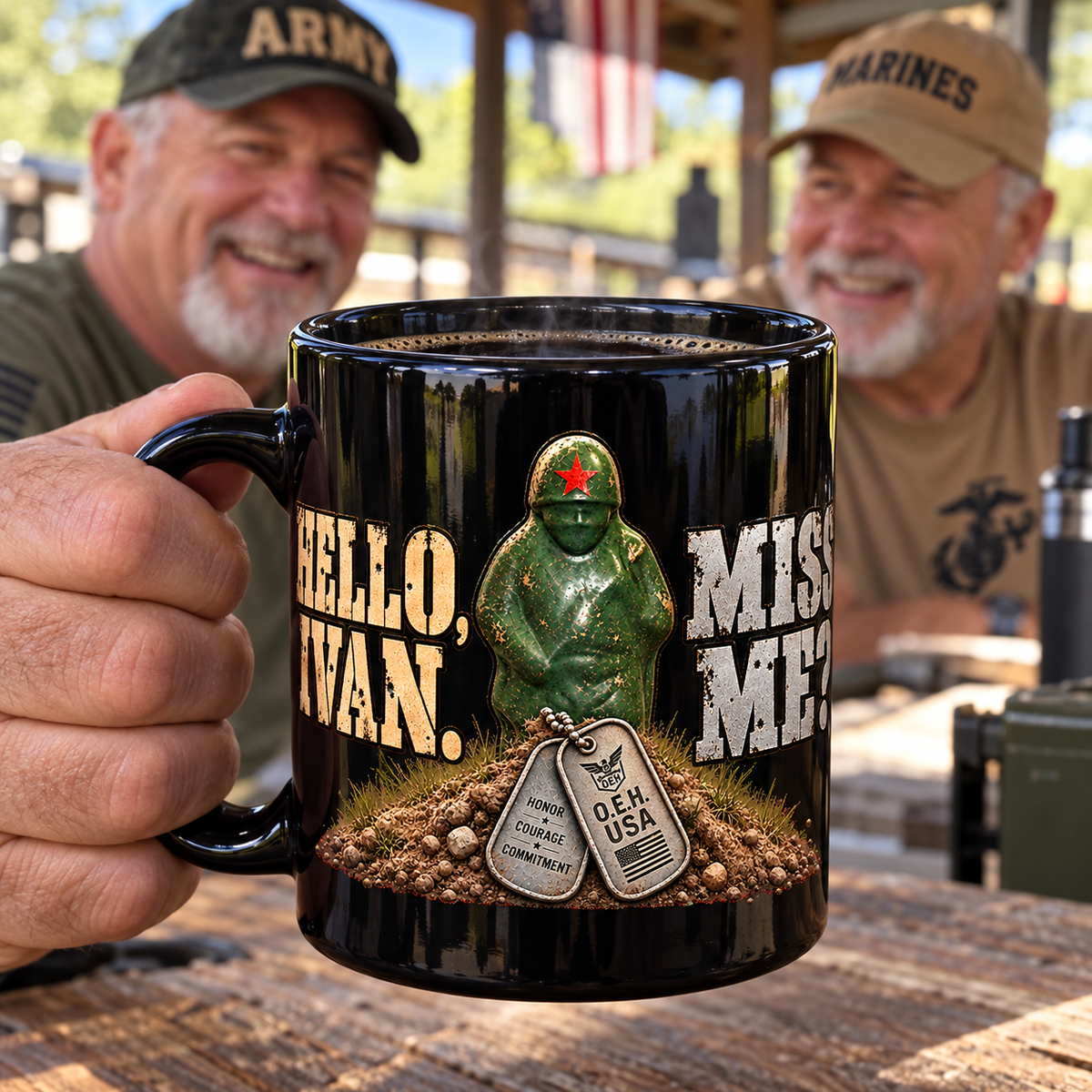 Green Ivan Commie - Range Day - 15 oz Veteran Coffee Mug – Ships Free - Patriots Get Freedom, Commies Get Lead