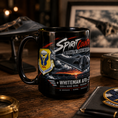 Whiteman AFB B-2 Spirit Coffee Mug – Spirit Country 509th Bomb Wing 15 oz Stealth Bomber Coffee Cup